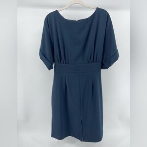 Closet Navy Blue Short Sleeve Tie Waist Career Cocktail Dress, Women's 12